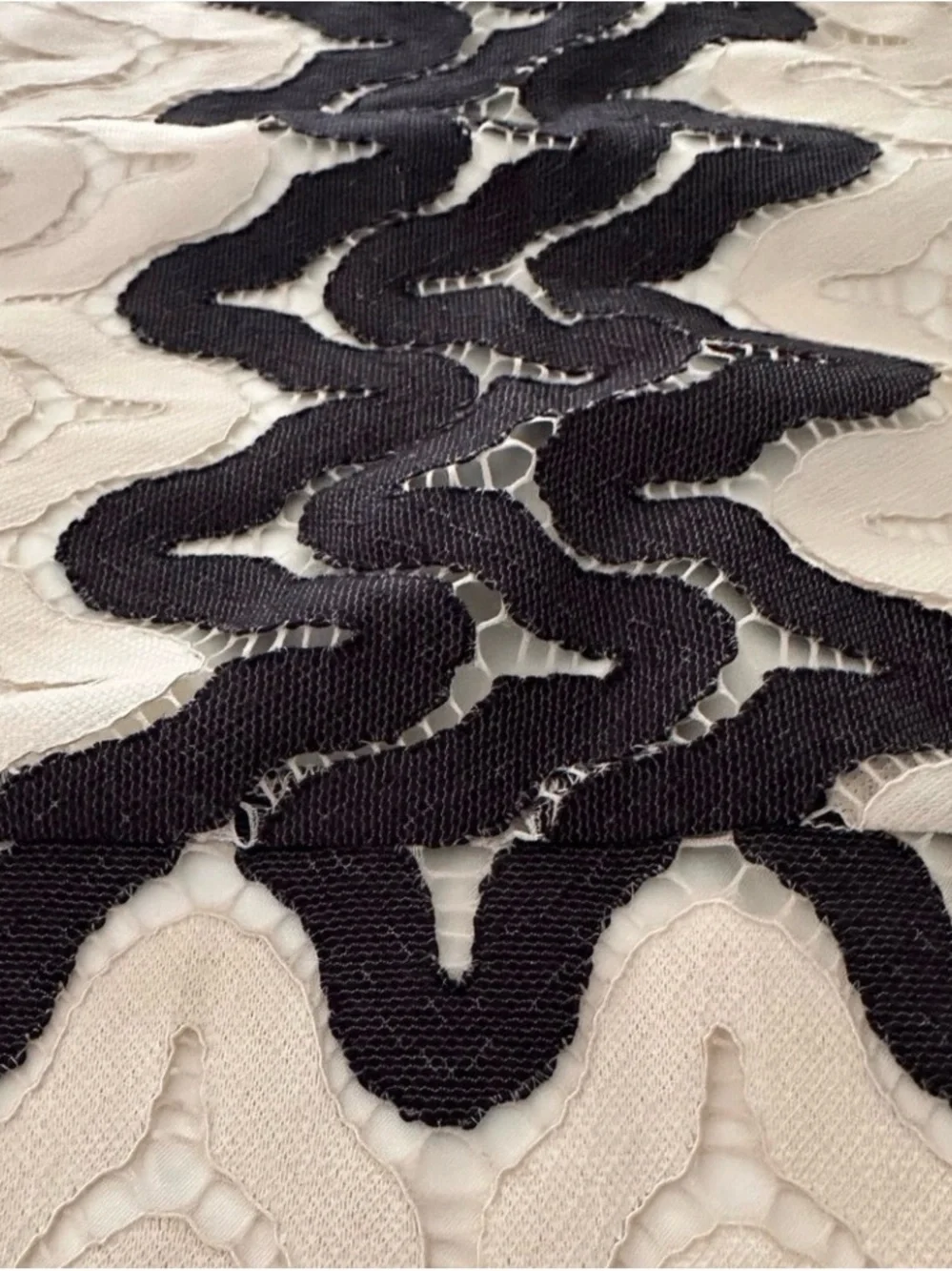 kate spade Black and Cream Wavy-Stripe Midi Skirt